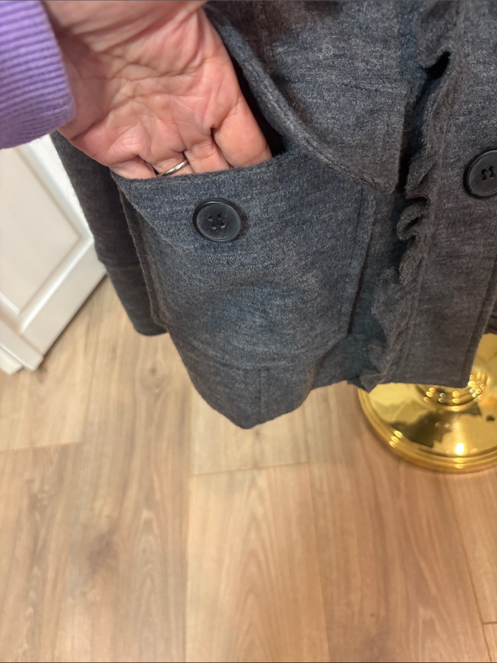 Mystree Gray Ruffle-Front Blazer Jacket - Picture 6 of 7